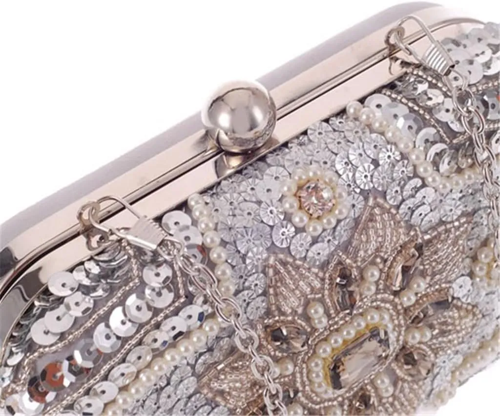 Casual Women's Clutch Evening Bag with Diamond Beaded Embroidered Bag
