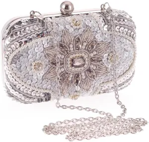 Casual Women's Clutch Evening Bag with Diamond Beaded Embroidered Bag