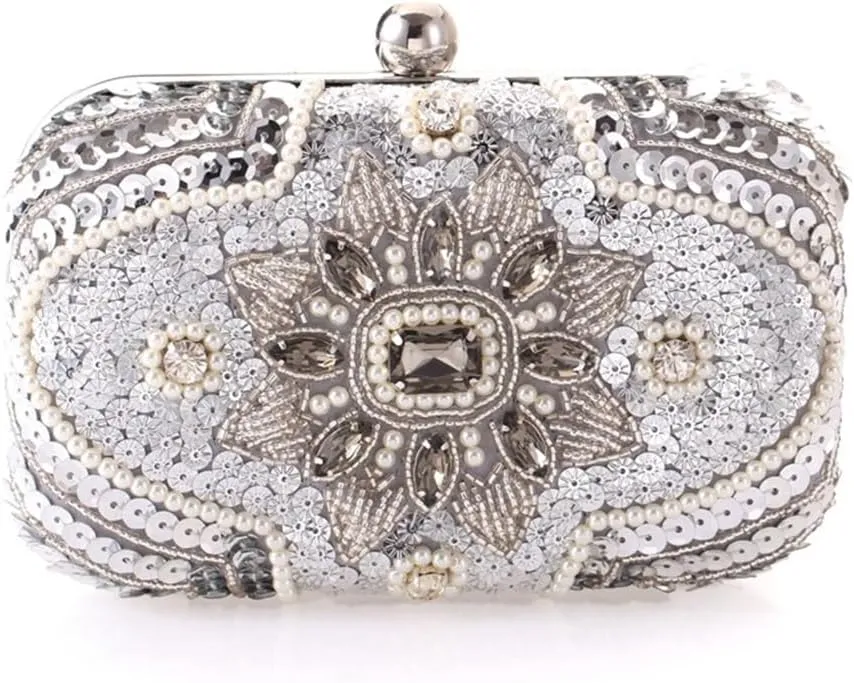 Casual Women's Clutch Evening Bag with Diamond Beaded Embroidered Bag