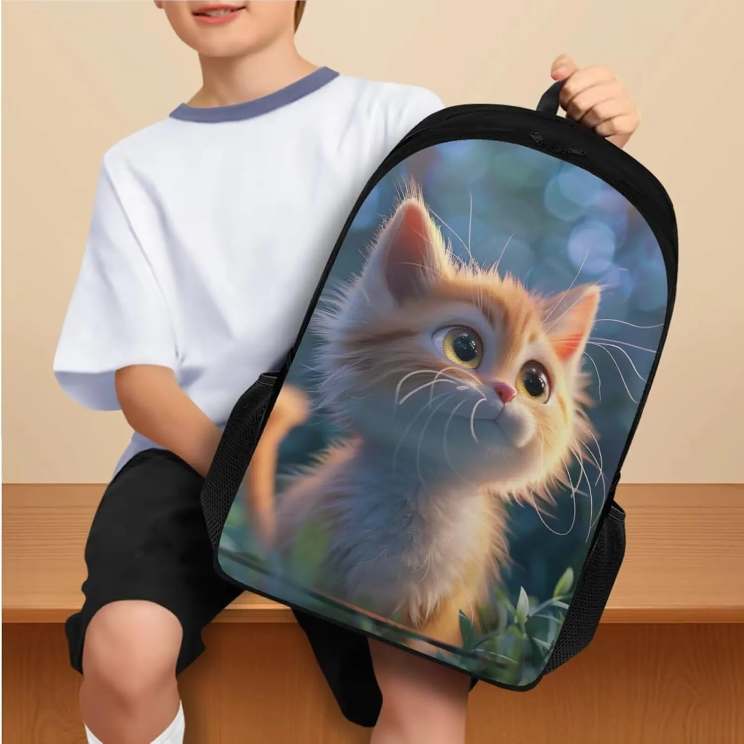 Cat Backpacks for Girls 10-12 with Lunchbox Water Bottle Sleeve and Insulated Water Bottle Kids Back to School Backpack 4 in 1 School Bag