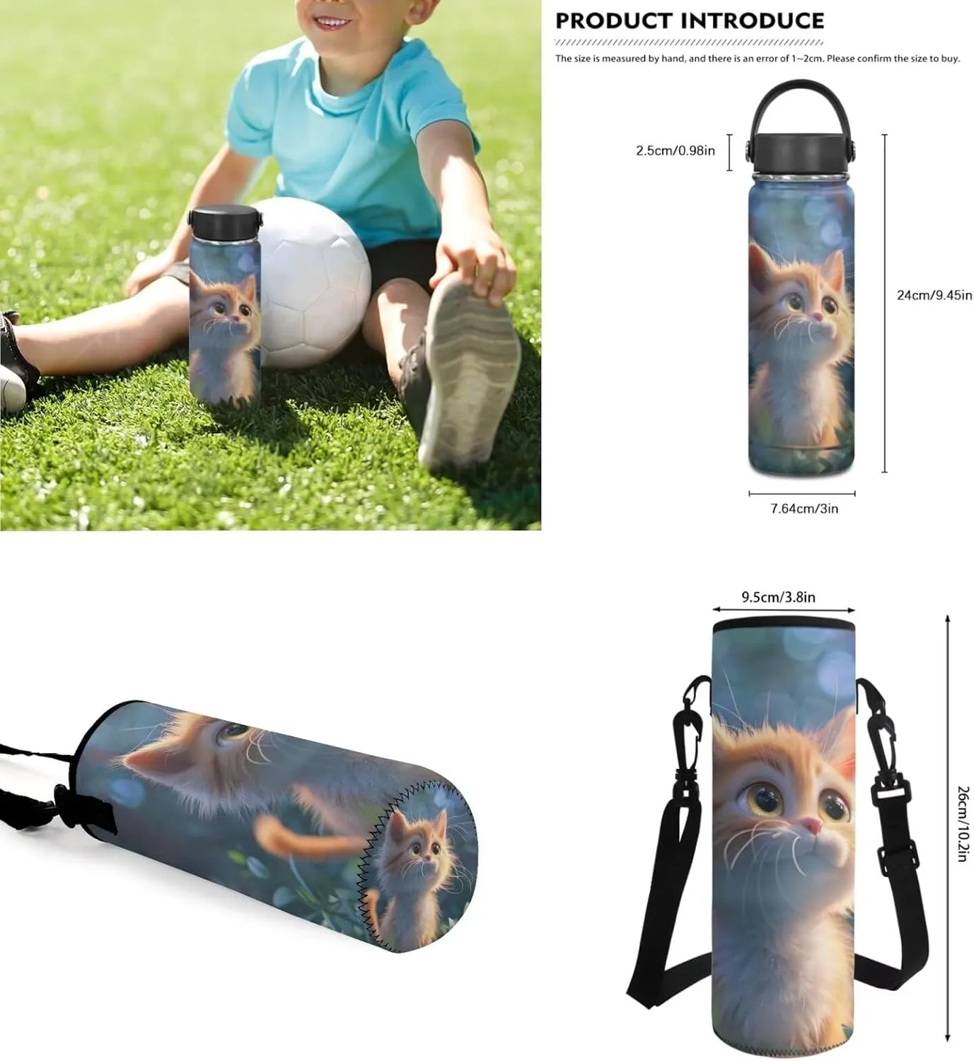 Cat Backpacks for Girls 10-12 with Lunchbox Water Bottle Sleeve and Insulated Water Bottle Kids Back to School Backpack 4 in 1 School Bag