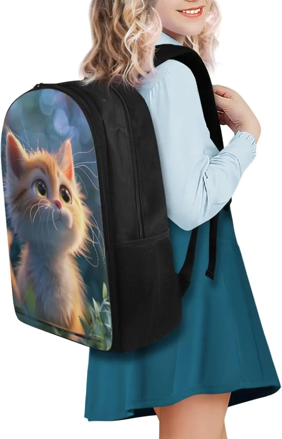 Cat Backpacks for Girls 10-12 with Lunchbox Water Bottle Sleeve and Insulated Water Bottle Kids Back to School Backpack 4 in 1 School Bag