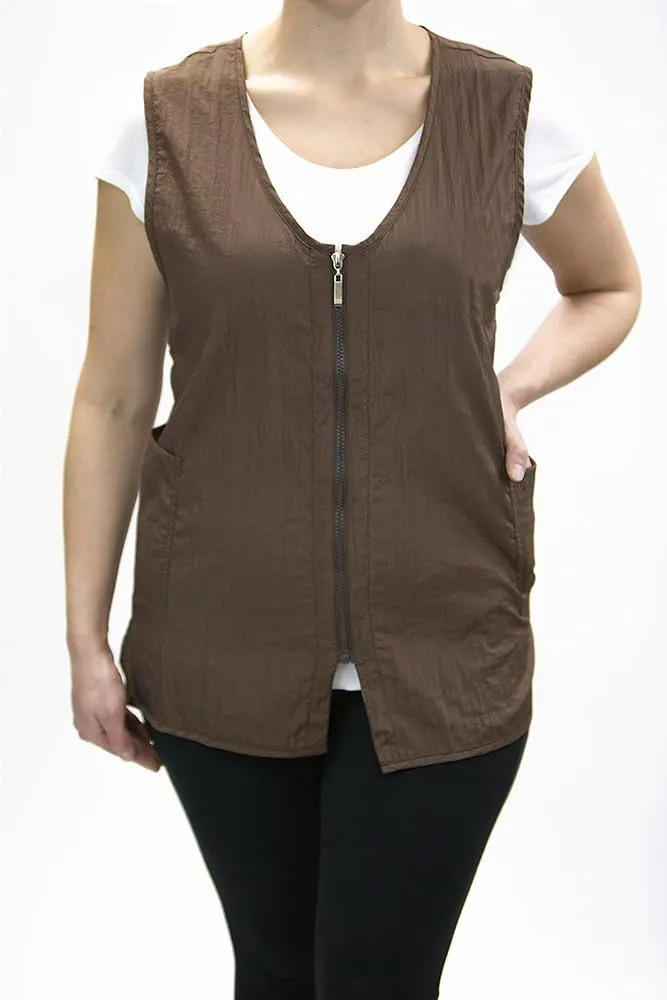 CHARLENE Long Zipper Stylist Vest with Pockets