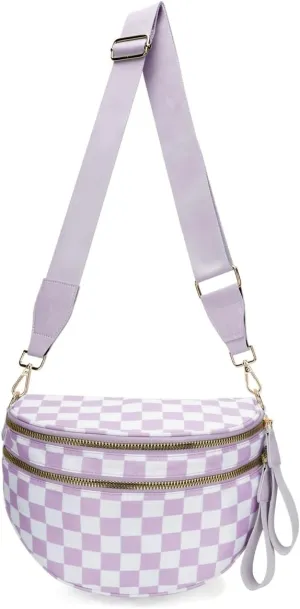 Checkered Nylon Sling Crossbody Bag Women Backpack Fanny Packs Bags Bum Bag Cute Hobo Shoulder Sport Wallet Purses 2025