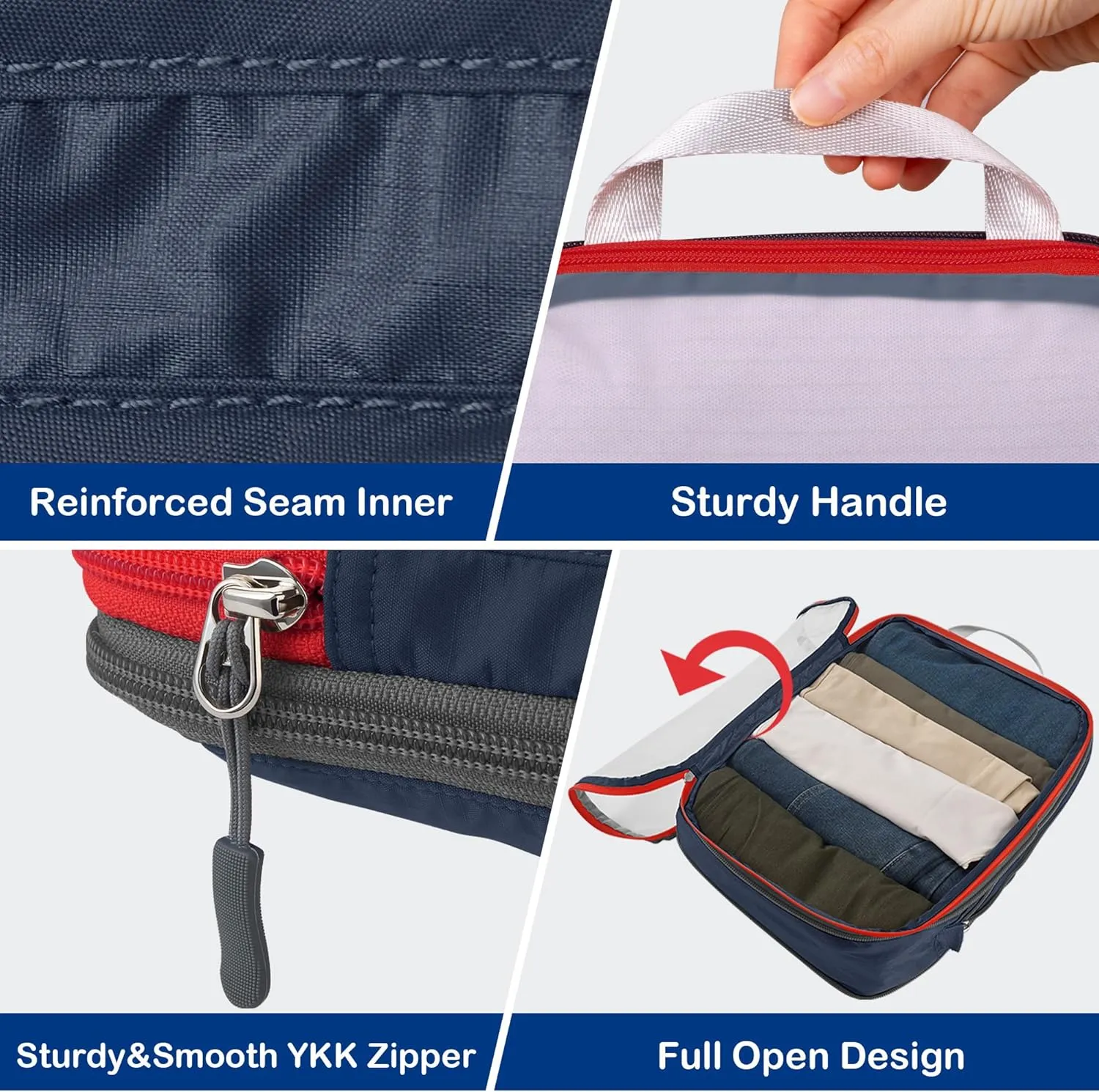 Cipway Compression Packing Cubes, See Through Mesh Luggage Organizer Bags, Travel Essentials for Carry on Suitcase with Laundry Bag and Clear Toiletries Bag6 Pcs,Blue
