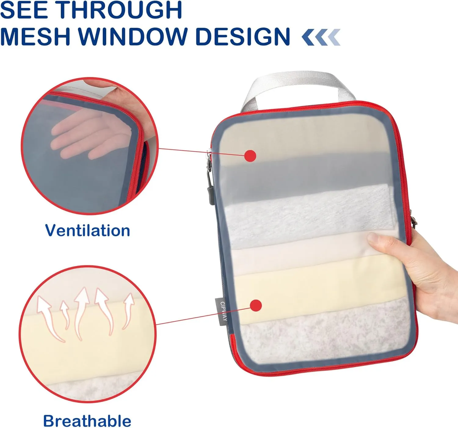 Cipway Compression Packing Cubes, See Through Mesh Luggage Organizer Bags, Travel Essentials for Carry on Suitcase with Laundry Bag and Clear Toiletries Bag6 Pcs,Blue