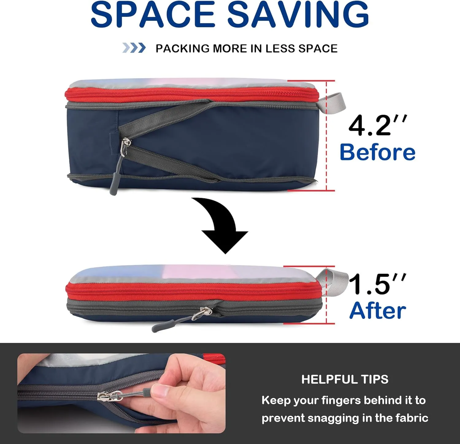 Cipway Compression Packing Cubes, See Through Mesh Luggage Organizer Bags, Travel Essentials for Carry on Suitcase with Laundry Bag and Clear Toiletries Bag6 Pcs,Blue