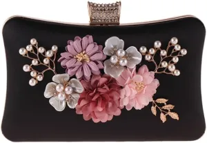 Clutch Floral Polyester Evening Bag Pearl Chain Small Square Bag Women's