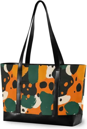 Colorful Rustic Leopard Print Sturdy laptop totes with zipper diaper bag tote for nurse work with tablet bolsa para computadora portatil mujer