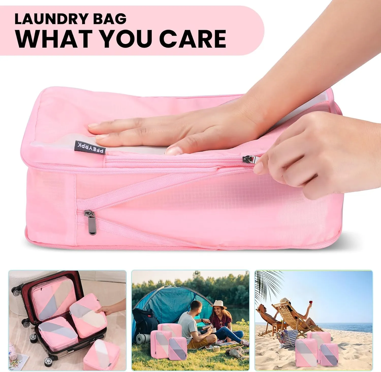Compression Packing Cubes Set of 6, Travel Luggage Organizer for Suitcase, Packing Organizers for Travel Accessories, Breathable See Through Mesh, Durable Lightweight with Shoe Bags
