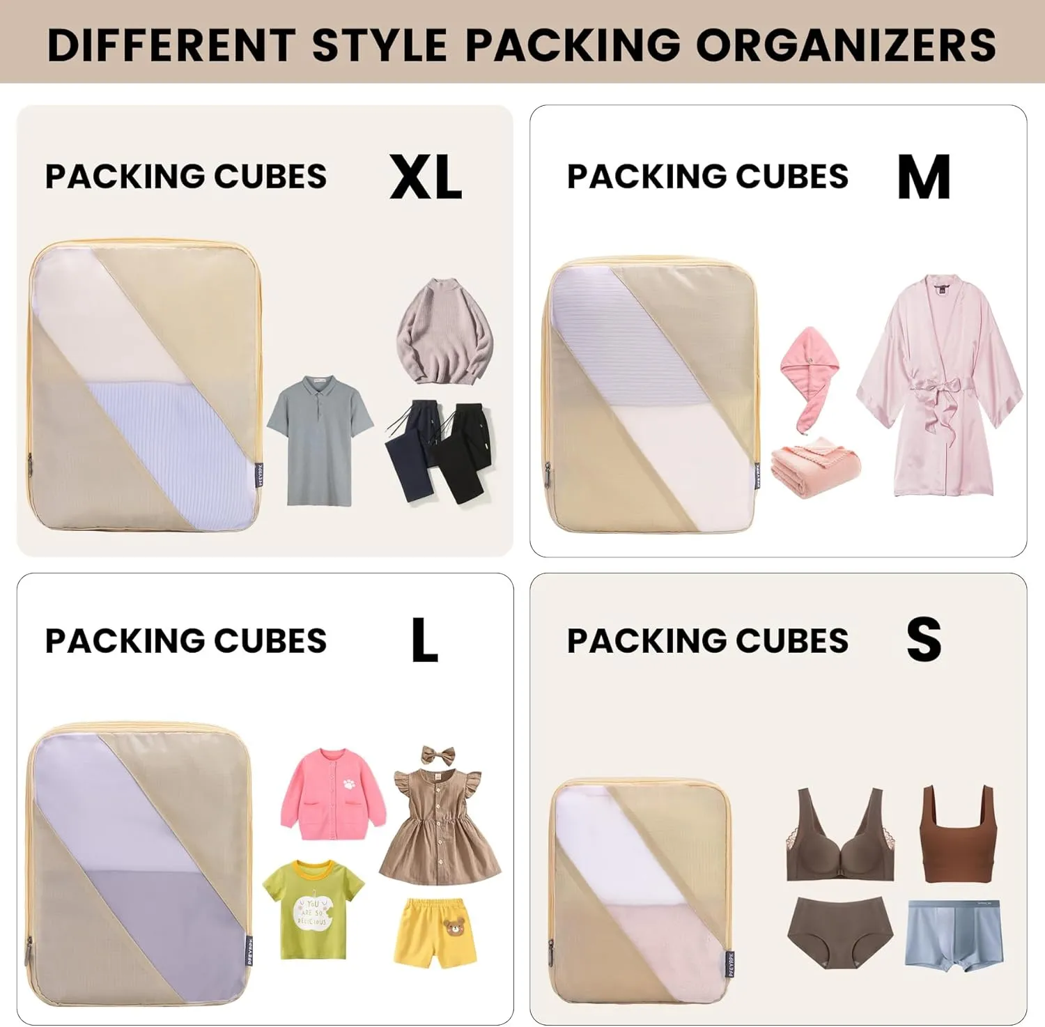 Compression Packing Cubes Set of 6, Travel Luggage Organizer for Suitcase, Packing Organizers for Travel Accessories, Breathable See Through Mesh, Durable Lightweight with Shoe Bags