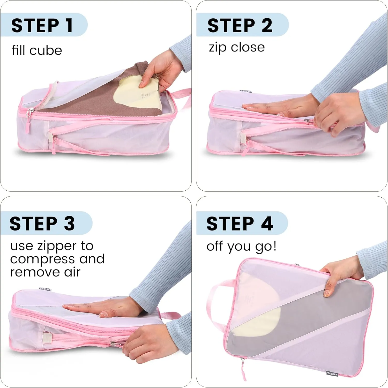 Compression Packing Cubes Set of 6, Travel Luggage Organizer for Suitcase, Packing Organizers for Travel Accessories, Breathable See Through Mesh, Durable Lightweight with Shoe Bags
