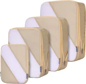 Compression Packing Cubes Set of 6, Travel Luggage Organizer for Suitcase, Packing Organizers for Travel Accessories, Breathable See Through Mesh, Durable Lightweight with Shoe Bags