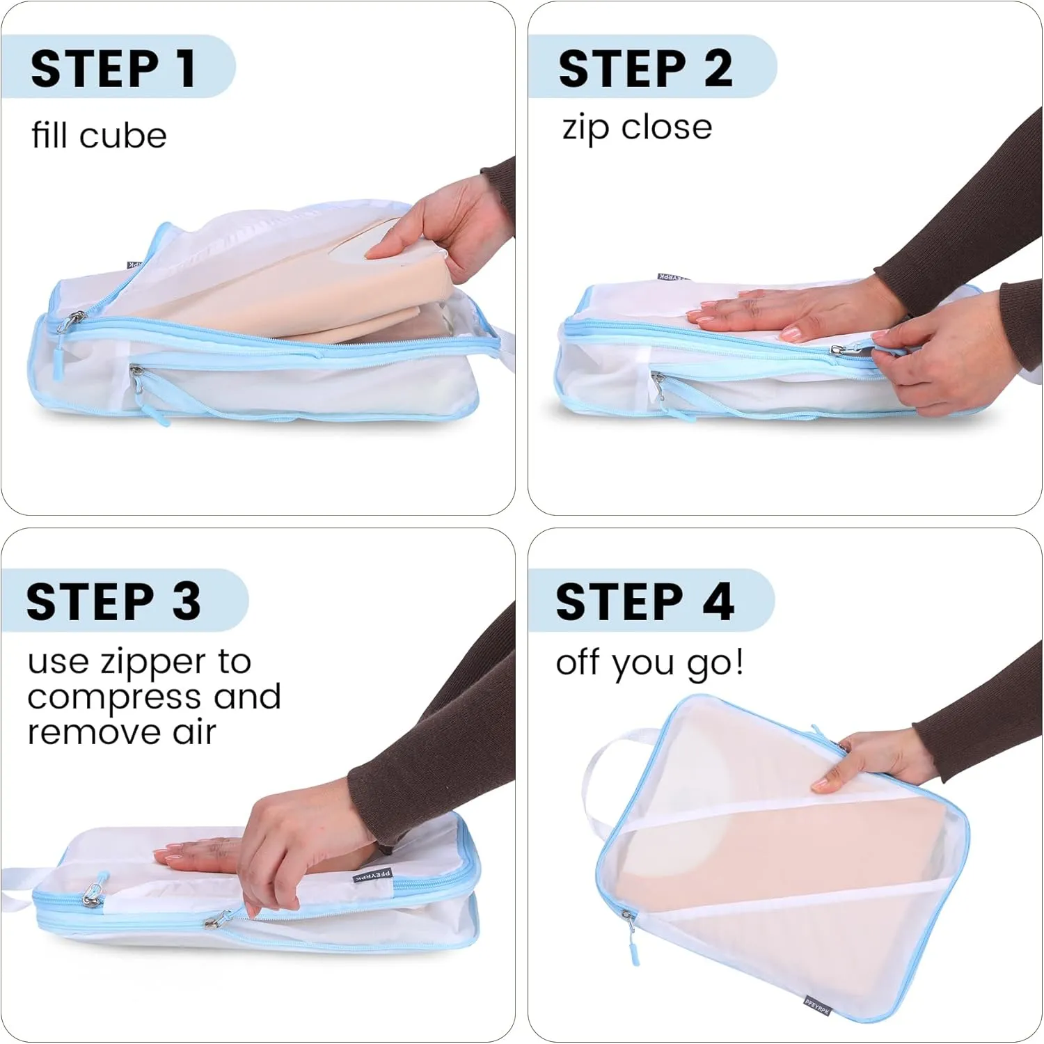 Compression Packing Cubes Set of 6, Travel Luggage Organizer for Suitcase, Packing Organizers for Travel Accessories, Breathable See Through Mesh, Durable Lightweight with Shoe Bags