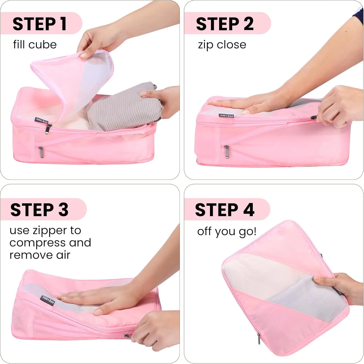 Compression Packing Cubes Set of 6, Travel Luggage Organizer for Suitcase, Packing Organizers for Travel Accessories, Breathable See Through Mesh, Durable Lightweight with Shoe Bags