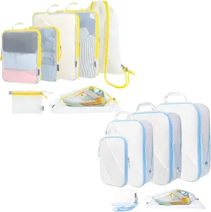 Compression Packing Cubes Set of 6, Travel Luggage Organizer for Suitcase, Packing Organizers for Travel Accessories, Breathable See Through Mesh.
