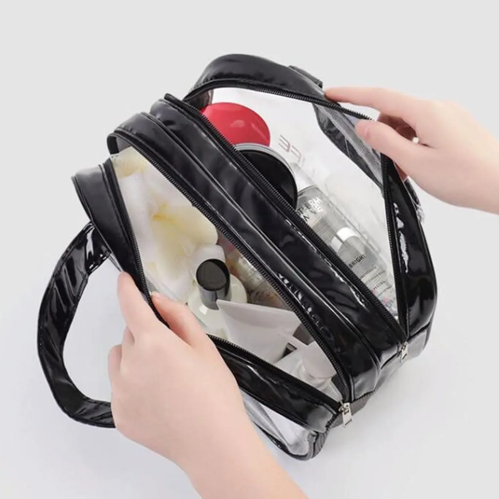 Convenient Large-Capacity Plastic Toiletry Bag Simple Portable Travel wash Bag with Handle Makeup Storage Bag Practical