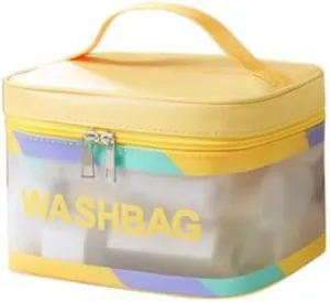 Convenient Large Capacity Plastic Travel Toiletry Bag Simple Makeup Storage Bag with Handle Portable Wash Bag Practical