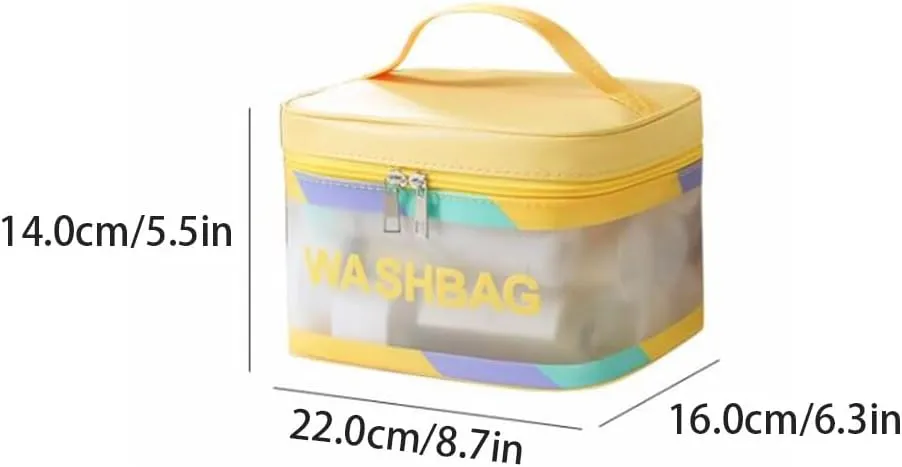 Convenient Large Capacity Plastic Travel Toiletry Bag Simple Makeup Storage Bag with Handle Portable Wash Bag Practical