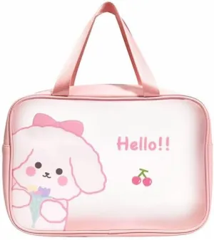 Convenient Large-Capacity Portable Travel Toiletry Bag Plastic Storage Makeup Bag Cute wash Bag with Handle Practical