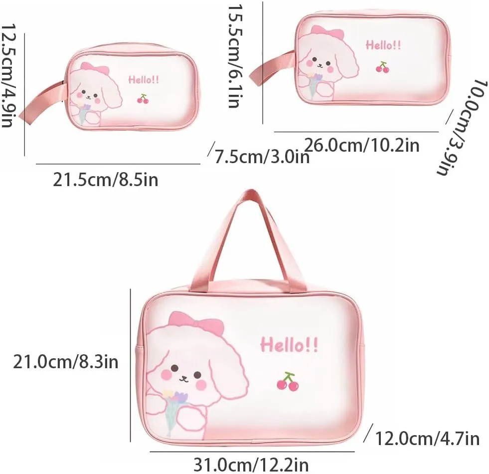 Convenient Large-Capacity Portable Travel Toiletry Bag Plastic Storage Makeup Bag Cute wash Bag with Handle Practical