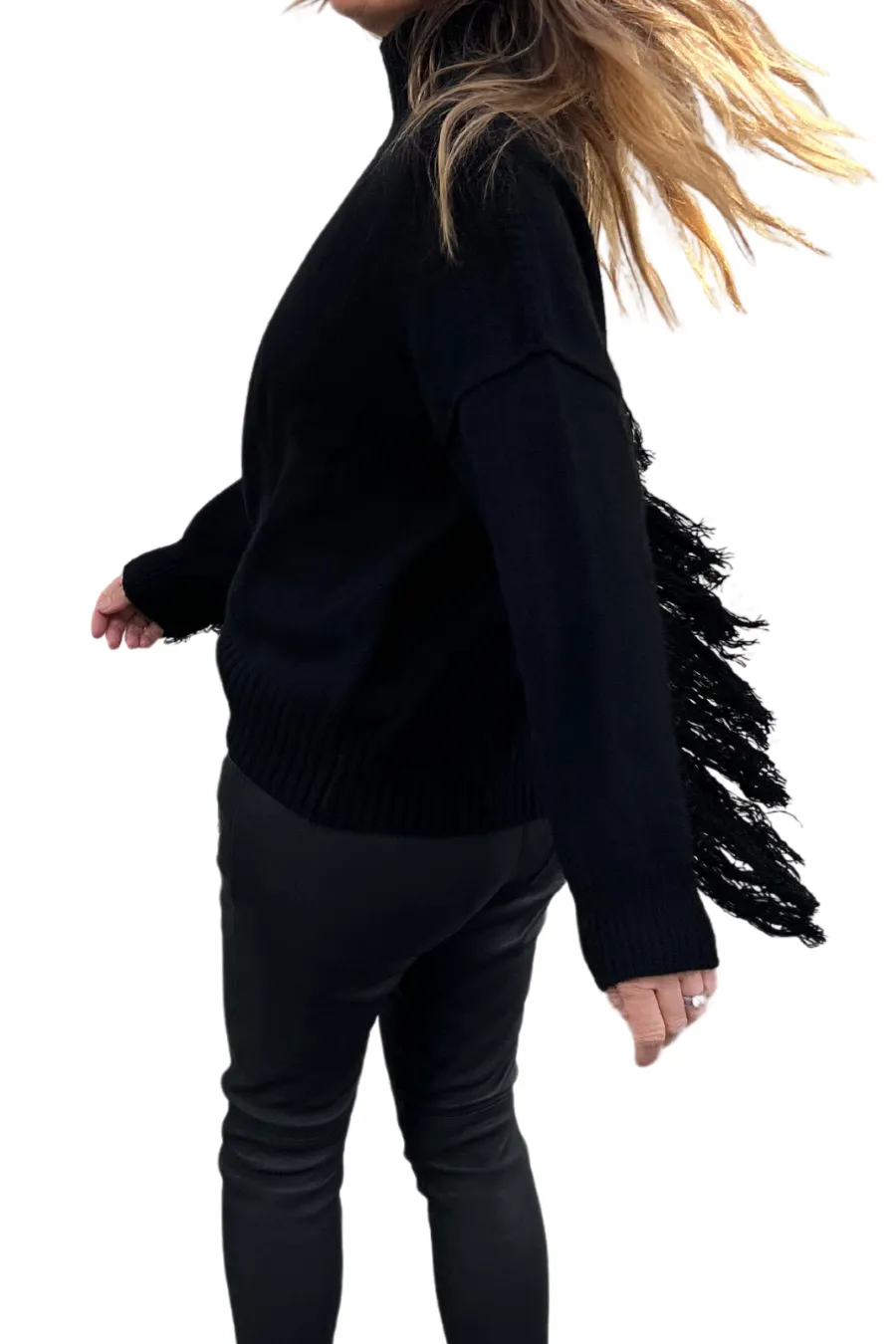 Cowboy Jumper With Fringes Black
