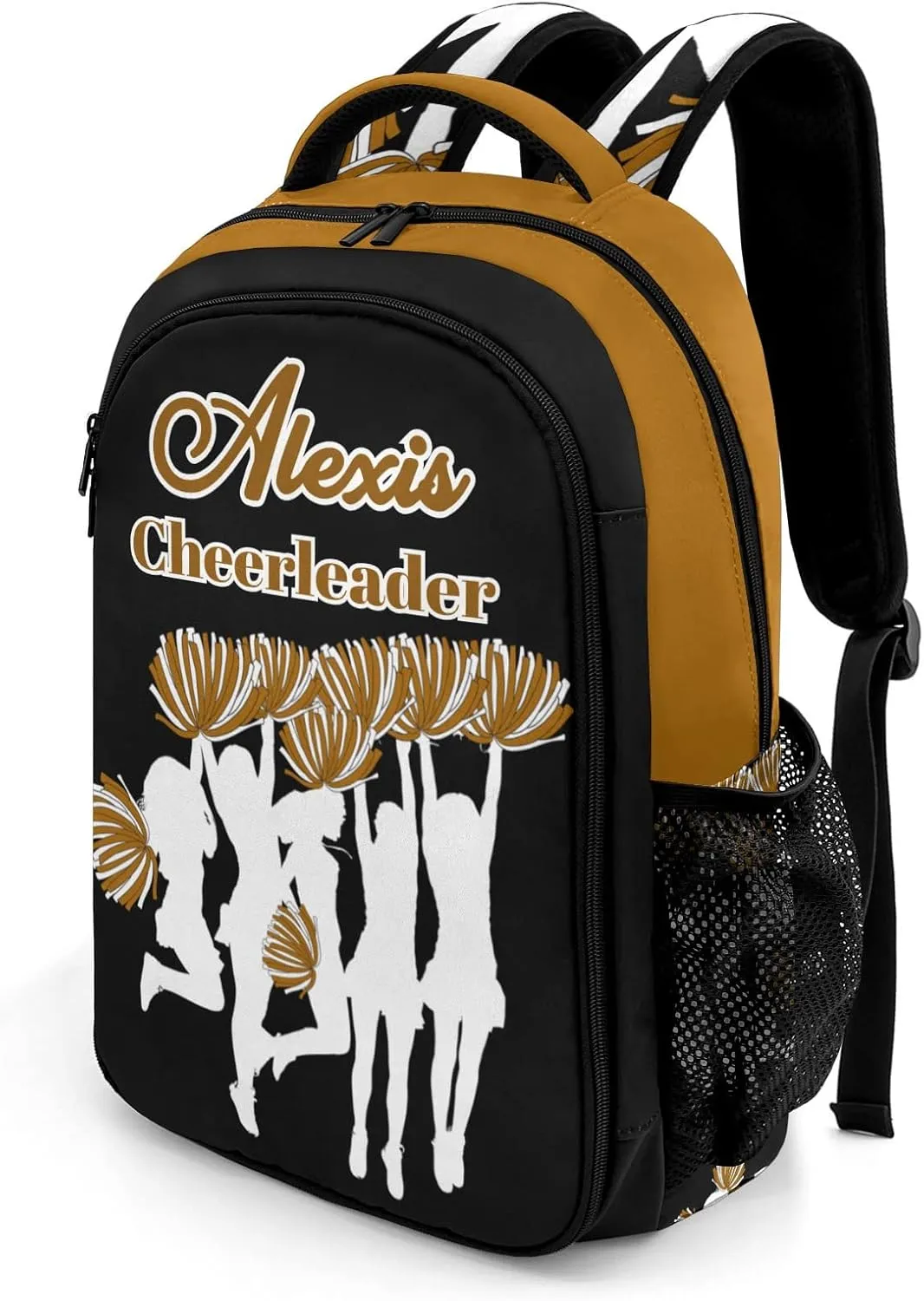 Custom Custom Cheerleaders Bags Cheer Pom Brown Black Backpack Multifunctional Waterproof Laptop Bag for Travel Gift