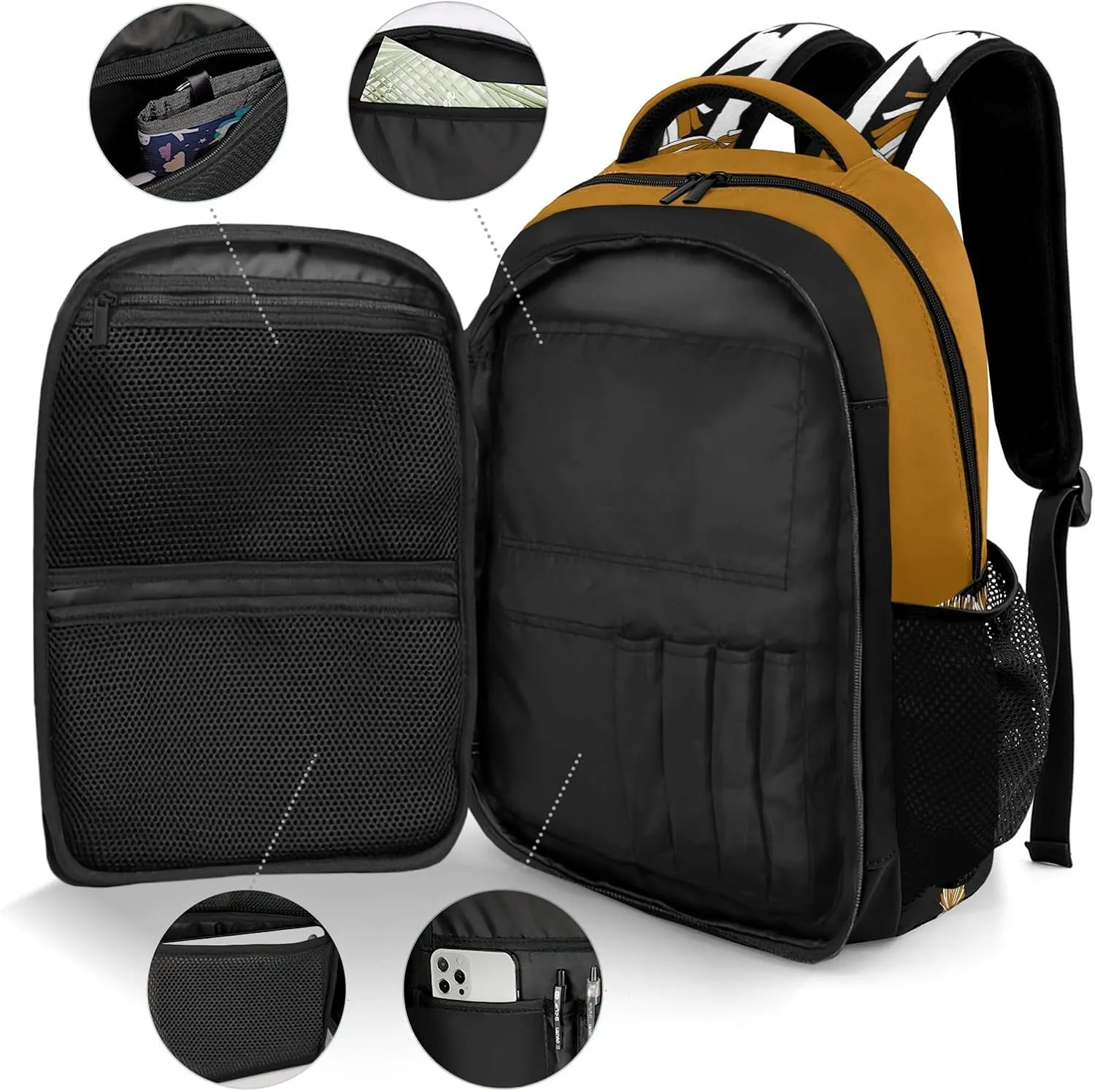 Custom Custom Cheerleaders Bags Cheer Pom Brown Black Backpack Multifunctional Waterproof Laptop Bag for Travel Gift