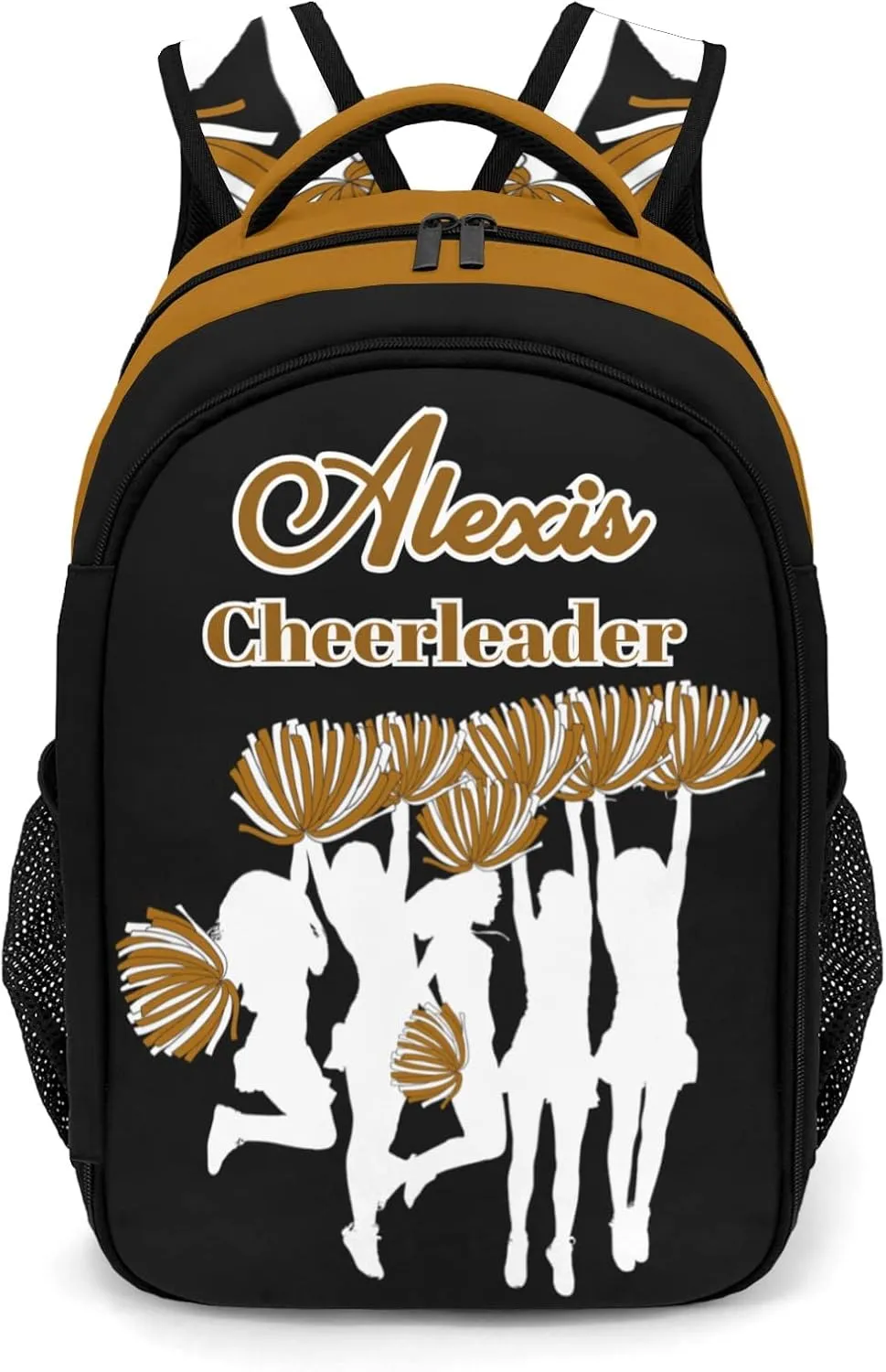 Custom Custom Cheerleaders Bags Cheer Pom Brown Black Backpack Multifunctional Waterproof Laptop Bag for Travel Gift