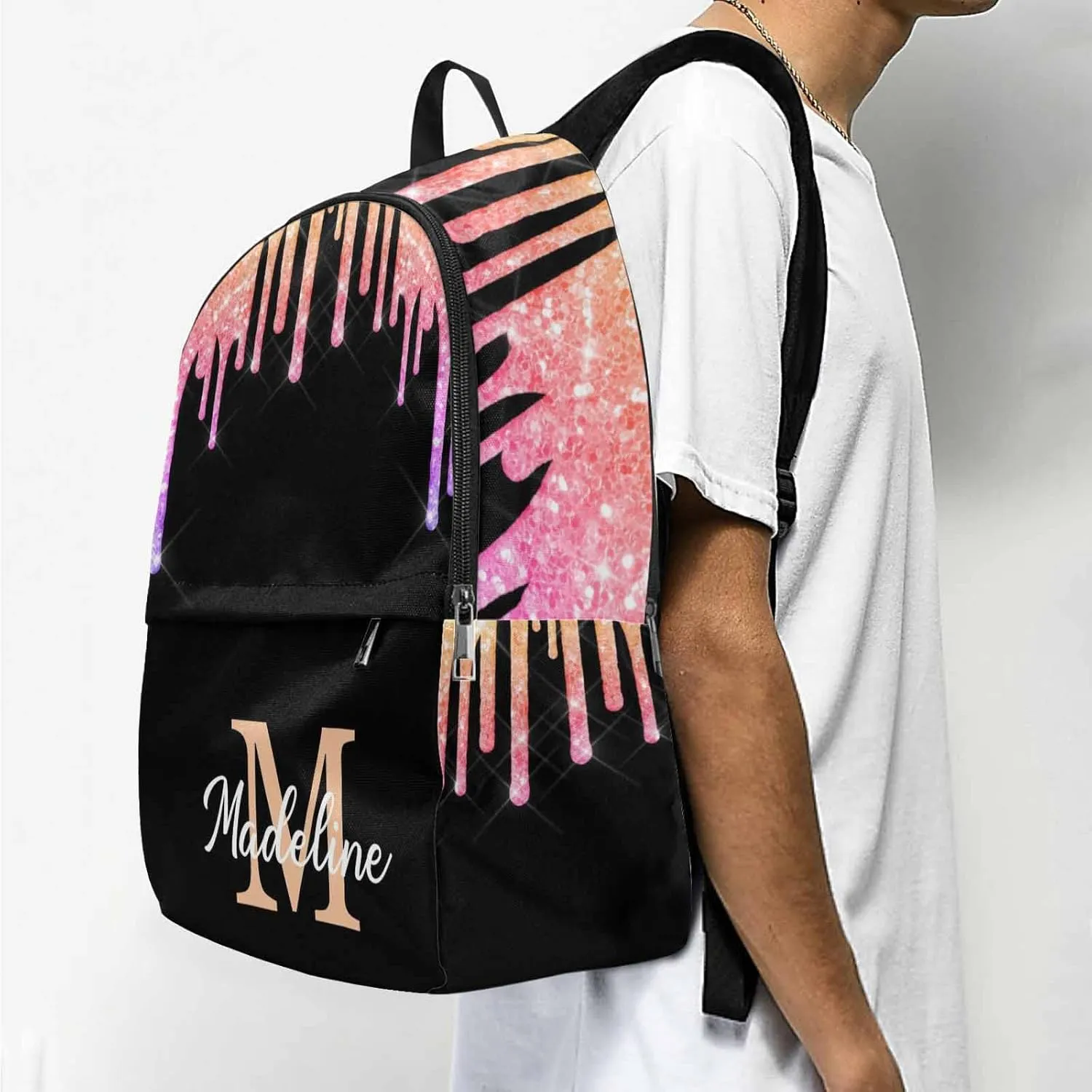 Customized Casual Unisex Daypack Bags Backpack Halloween Cat Travel Shoulder Casual Daypack to Sister Brother