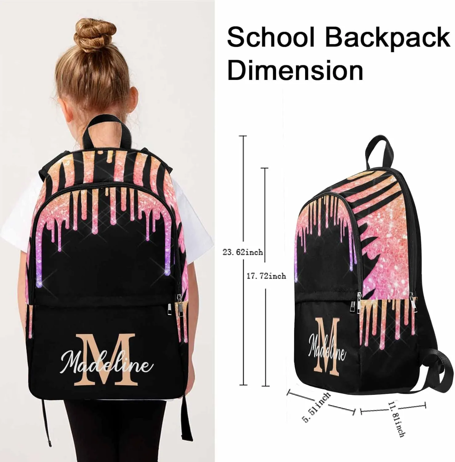Customized Casual Unisex Daypack Bags Backpack Halloween Cat Travel Shoulder Casual Daypack to Sister Brother