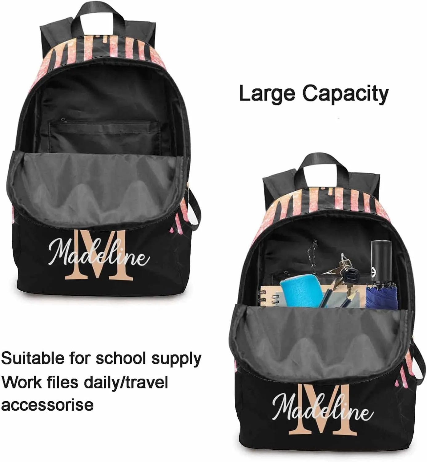 Customized Casual Unisex Daypack Bags Backpack Halloween Cat Travel Shoulder Casual Daypack to Sister Brother
