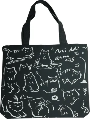 Cute Tote Bag for Women with Zipper, Funny Purse with Cats Dogs Large Canvas Shoulder Bag Handbag