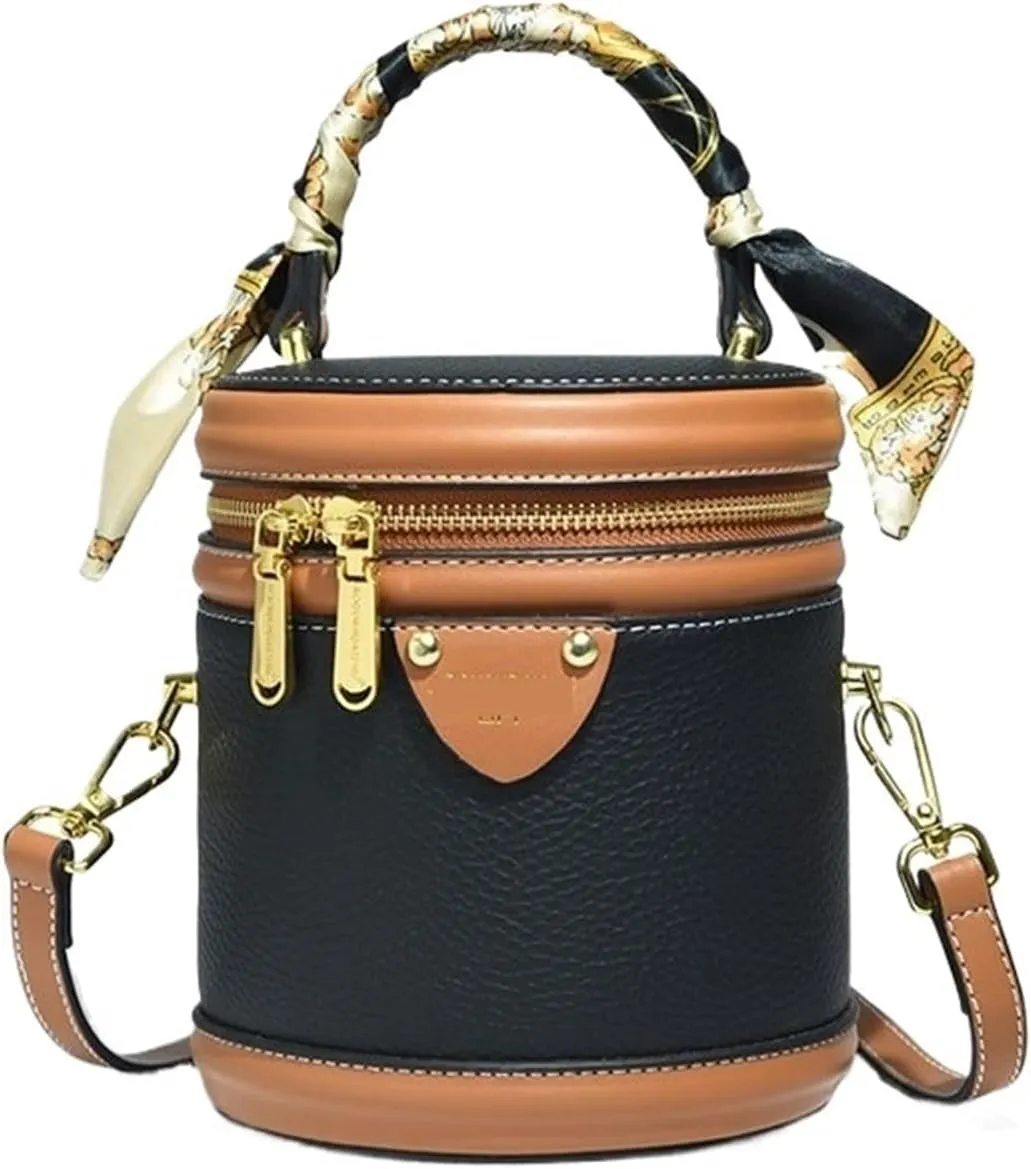 Cylindrical Shoulder Bags Female Fashion Bucket Bag Ladies Small Handbag Designer Leather Bags Women