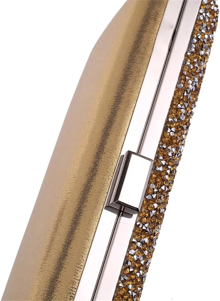 Diamante Women's Clutch Bag Hard Box Small Square Bag Bag Slantable Handbag Ladies(D)