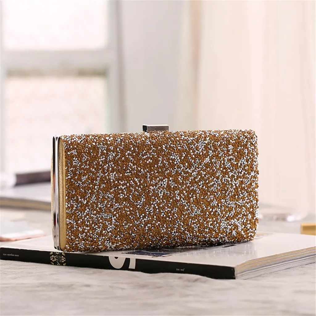 Diamante Women's Clutch Bag Hard Box Small Square Bag Bag Slantable Handbag Ladies(D)