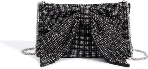 DJBM Butterfly Knot Crystal Women's Diamond Evening Bag Shiny Gorgeous Clutch Handbag for Wedding Party Dress