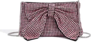 DJBM Butterfly Knot Crystal Women's Diamond Evening Bag Shiny Gorgeous Clutch Handbag for Wedding Party Dress