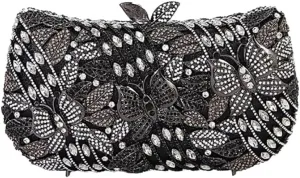 DJBM Fashion Sparkly Butterfly Crystal Clutch Purse Personal Gorgeous Rhinestone Evening Bag For Women
