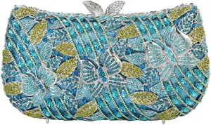 DJBM Fashion Sparkly Butterfly Crystal Clutch Purse Personal Gorgeous Rhinestone Evening Bag For Women