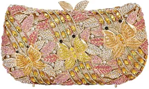 DJBM Fashion Sparkly Butterfly Crystal Clutch Purse Personal Gorgeous Rhinestone Evening Bag For Women