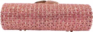 DJBM Women Elegant Cylindrical Banquet Bag Sparkly Rhinestone Chain Clutch Purse for Evening Party