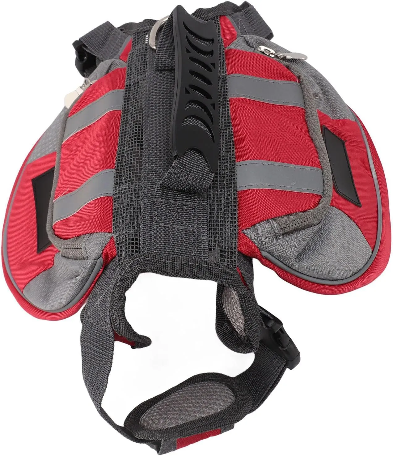 Dog Backpack Saddle Bag Reflective Safety Multiple Storage Lightweight Portable for Hiking Camping Traveling Medium Large Dogs with Breathable Padding Dring for Leash Attachment (Red)