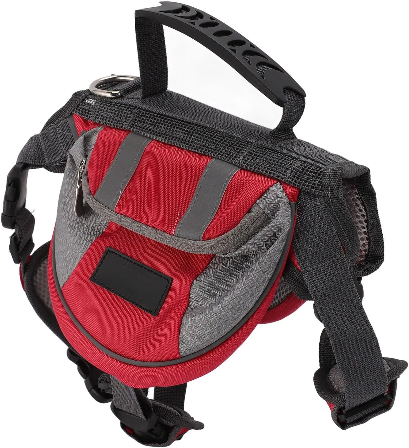 Dog Backpack Saddle Bag Reflective Safety Multiple Storage Lightweight Portable for Hiking Camping Traveling Medium Large Dogs with Breathable Padding Dring for Leash Attachment (Red)