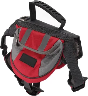 Dog Backpack Saddle Bag Reflective Safety Multiple Storage Lightweight Portable for Hiking Camping Traveling Medium Large Dogs with Breathable Padding Dring for Leash Attachment (Red)