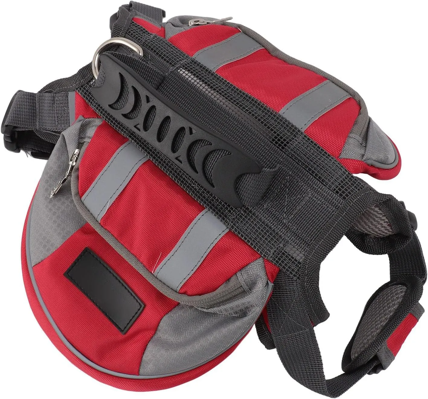 Dog Backpack Saddle Bag Reflective Safety Multiple Storage Lightweight Portable for Hiking Camping Traveling Medium Large Dogs with Breathable Padding Dring for Leash Attachment (Red)