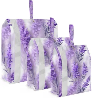 DOMIKING Elegant Lavenders Flowers Purple Packing Cubes for Travel Luggage Organizer Hanging Packing Bag for Carry On Suitcases Clothes Set of 3
