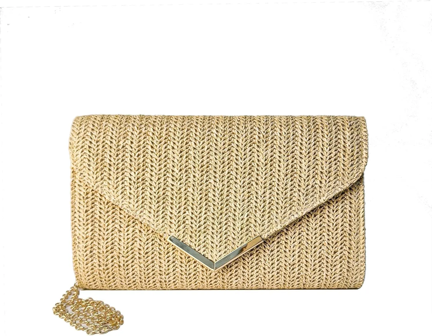 Eiyye Women Clutch Purse Evening Bags Shoulder Purse Straw Handbag with Chain Straps Crossbody Bag for Wedding Travel Vacation Party