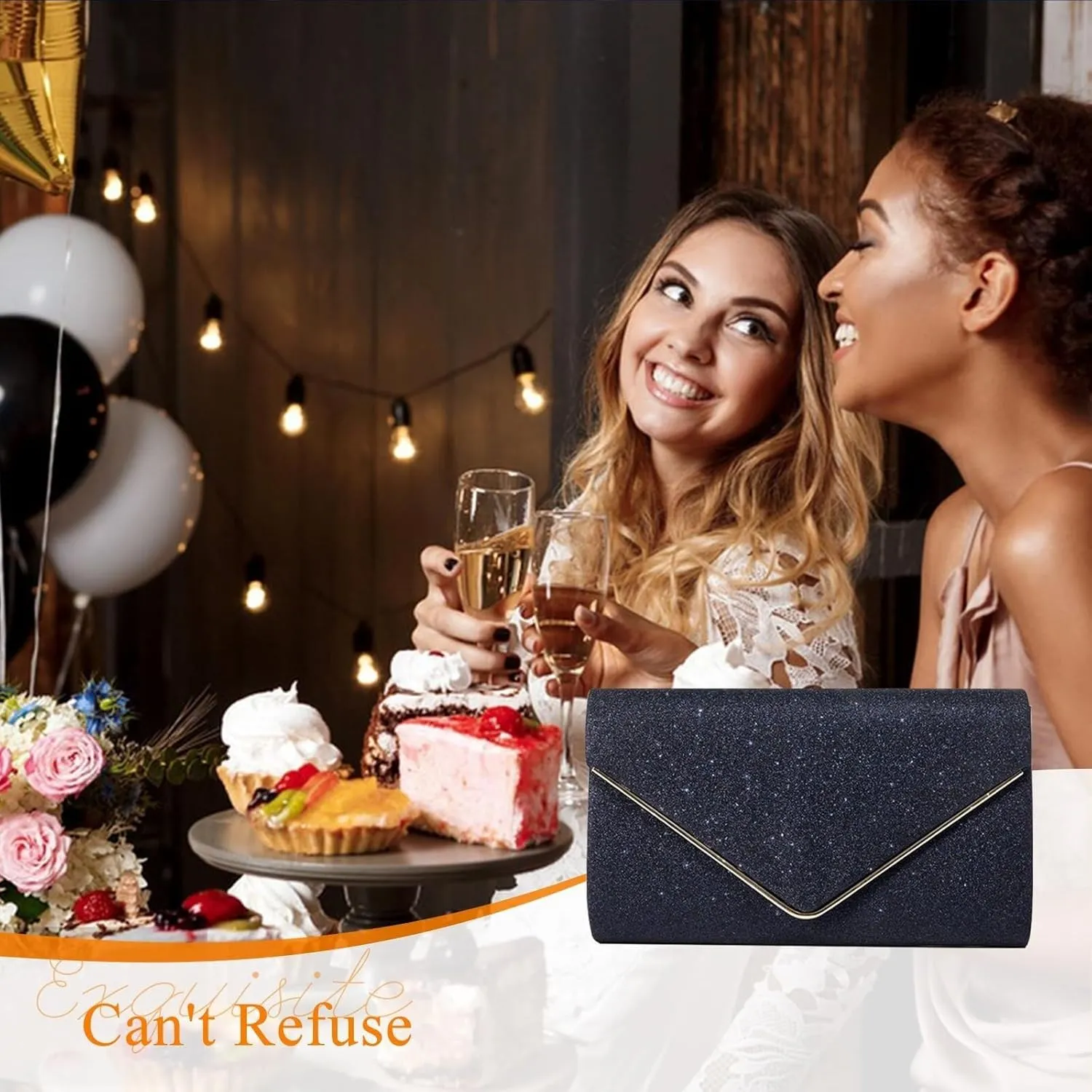 Elegant Shoulder Crossbody Women Envelope Clutch Sequins Evening Bridal Wedding Purse Glitter Sparkly Handbag