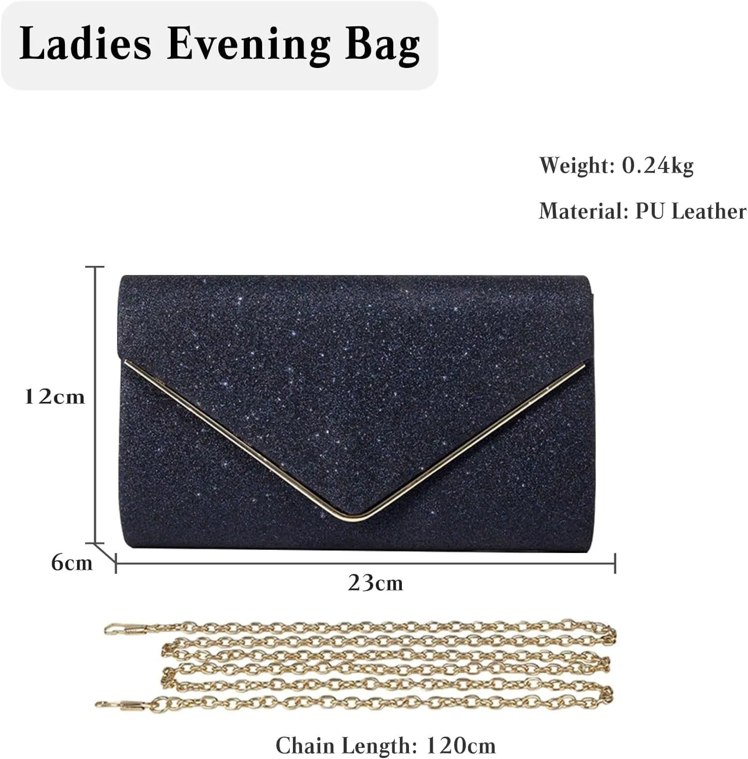 Elegant Shoulder Crossbody Women Envelope Clutch Sequins Evening Bridal Wedding Purse Glitter Sparkly Handbag